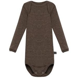 Dilling Geribbelde babybody van 100% biologische merinowol, hazelnootbruin, 98