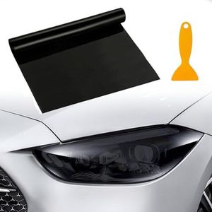 Getinte folie voor de auto, ruitgetinte folie voor auto, verandering van de kleur van de autolampen, getinte folie, koplamp, mistlampen, 30 x 120 cm (zwart)