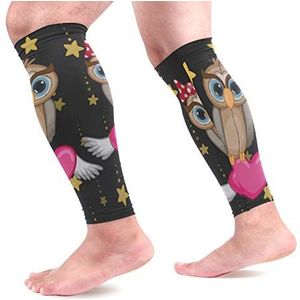 EZIOLY Liefhebbers Uilen Sport Kalf Compressie Mouwen Been Compressie Sokken Kalf Guard voor hardlopen, Fietsen, Moederschap, Reizen, Verpleegkundigen