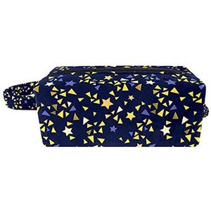 Opknoping cosmetische tas, gouden sterren patroon met paarse achtergrond toilettas voor vrouwen heren meisjes kinderen, draagbare make-up kleine tas, 8,2 x 3,1 x 3,5 inch, Multi kleuren 02, 8.2x3.1x3.5 in/21x8x9 cm,