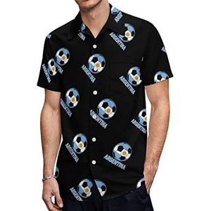 Argentinië Voetbal Heren Hawaiiaanse Shirts Korte Mouw Casual Shirt Button Down Vakantie Strand Shirts 4XL