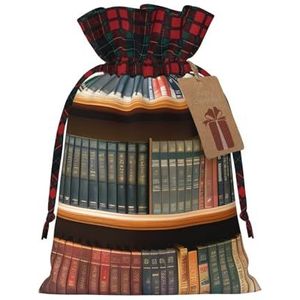 Bibliotheek Boekenplank Prachtige Trekkoord Kerst Gift Tassen, Herbruikbaar, Voor Uitzonderlijke Geschenkervaringen