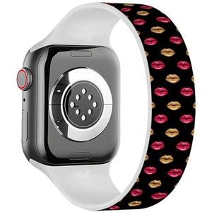 Solo Loop Band Compatibel met All Series Apple Watch 42/44/45/49mm (Roze Goud Shimmer Lipstick Kiss) Elastische Siliconen Band Strap Accessoire, Siliconen, Geen edelsteen