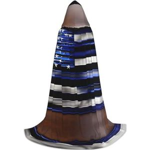 HJLUUFT Amerikaanse Dunne Blauwe Lijn Vlag Print Hooded Mantel Renaissance Hooded Cape voor Vrouwen Mannen, Middeleeuwse Ridder Outfit Gothic Unisex