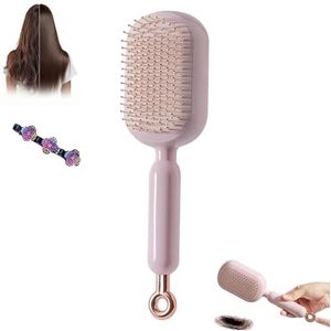 Intrekbare massagekamborstel, antistatische zelfreinigende haarborstel, ABS intrekbare luchtkussen ontwarrende borstels, gladde reinigende haarkam voor alle soorten, thuis, reizen, kantoor, school