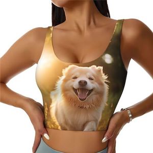 ZXERTG Atletische tanktops met hondenprint, hoge ondersteuning, ideaal voor high-impact trainingen, yoga en hardlopen, Zwart, S