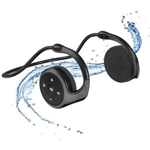 Mokeum Bluetooth Draadloze Sport Hoofdtelefoon, Bluetooth 5.0 Nekband Rond Hoofd Hoofdtelefoon, Lichtgewicht Opvouwbare Draadloze Sport Zweetvrije Headset voor Gym/Yoga/Reizen (zwart)