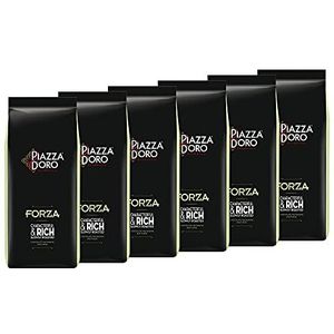 Piazza D'Oro Forza, 6 x 1 kg koffiebonen, hele bonen, vol + expressieve koffie, donkere roost, 100% Arabica, ideaal voor espresso, cappuccino, latte macchiato, 6000 g