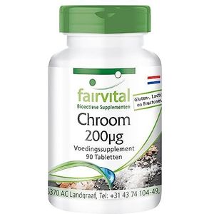 Fairvital | Chroompicolinaat - 200mcg chroom per tablet - HOOG GEDOSEERD - VEGAN - chromium picolinaat - essentieel sporenelement - 90 tabletten