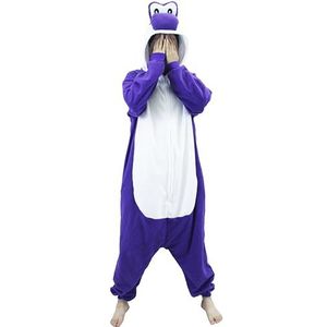 Groene Yoshi unisex pyjama van fleece voor volwassenen zachte dieren onesie voor dames en heren warme nachtkleding huispak cosplay kostuum Halloween loungewear (DE/NL/SE/PL, Alpha JASPO, XL, Paars)