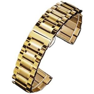 EDVENA Roestvrij Stalen Band 13mm 14mm 16mm 18mm 20mm 22mm 24mm Metalen Horlogeband Link Armband Horlogeband Zwart Zilver Rose Goud (Color : Gold, Size : 26mm)