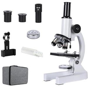 Microscoop Accessoires Kit Zoom 640X 1280X 2000X HD Biologische microscoop Monoculair student onderwijs laboratorium w/LED-licht telefoonhouder elektronische oculair Microscoop Slides (Maat: Package6