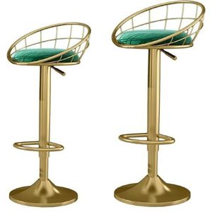 Barkrukken Paar barkrukken, moderne 360° draaibare liftbarstoelen met rugleuning en voetsteun for keukenontbijtbalie thuis Meubilair (Color : Green)
