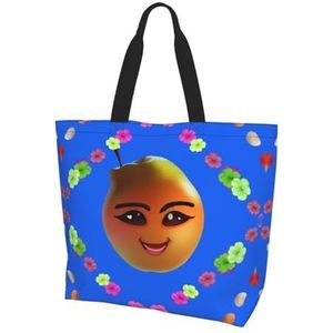 MYGANN Smiley gele peer vrouwen grote capaciteit schouder waterdichte boodschappentas voor dagelijkse reizen Gift Bag, Zwart, Eén maat