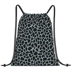 EgoMed Trekkoord Rugzak, Rugzak String Bag Sport Cinch Sackpack String Bag Gym Bag, Animal Print Abstract Giraffe Wild Life Spots Zwart En Blauw, zoals afgebeeld, Eén maat