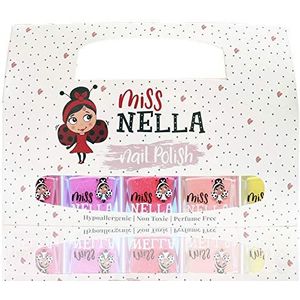 Miss Nella SUMMER SPARKLE 5 Varnish set- Watermelon Popsicle- pink, Blueberry Smoothie- purple, Marshmallow Overload -coral, Peach Slushie -peach, Banana Split- Yellow, Peel Off kids Nail Polish