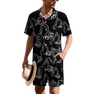 Excavator Operator Hawaiiaanse pak voor heren, set van 2 stuks, strandoutfit, shirt en korte broek, bijpassende set