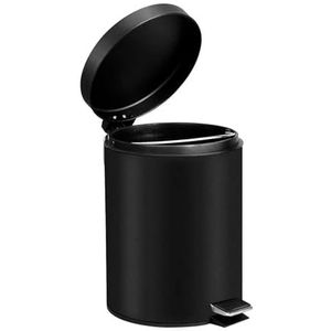 afvalbak 5l zwarte ronde opstap prullenbak vuilnisbak met deksel for badkamer poeder kamer slaapkamer keuken keuken