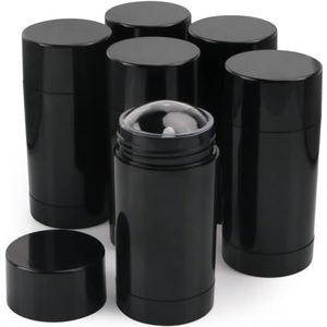 10 stuks ronde lege deodorantcontainers, plastic Twist-up deodorantflessen, navulbare lippenbalsem-buisjes voor doe-het-zelf deodorant, lippenbalsem, lippenstift, gemakkelijk te vullen (50 ml, zwart)