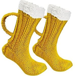 smashing Biersokken met handvat - grappige sokken unisex | bier kniekousen voor mannen en vrouwen | grappige sokken heren gadgets | bier geschenken voor mannen, geel