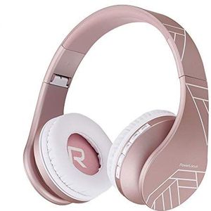 PowerLocus Bluetooth-hoofdtelefoon, draadloze on-ear hoofdtelefoon met geïntegreerde microfoon, HD-stereo, Micro SD/TF-modus, FM-radio, opvouwbaar met etui, verbinding met 2 apparaten voor