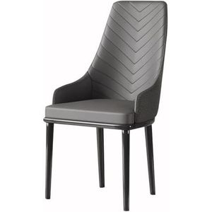 Meal Chairs Eetkamerstoelen Moderne PU-leer Hoge rugleuning Gewatteerde zachte zitting Stevige koolstofstaal Metalen poten Vanity Lounge stoel met rugleuning for slaapkamers(Dark Grey)