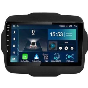 Android 14.0 2 Din Autoradio 9"" Touchscreen Auto Stereo voor Jeep Renegade 2014-2018 met Draadloze Carplay Android Auto GPS navigatie AHD Omgekeerd beeld Stuurwielbediening(S-1(2G+32G))