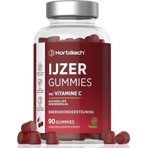 Ijzer Supplement Gummies met Vitamine C 54mg | Natuurlijke Kersensmaak | 90 Gummies | Horbaach