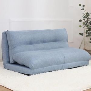 WEIDPHL Gestoffeerde Vloerbank Met Kussens, Verstelbare Chaise Longue, Omvormbare Opvouwbare Futonbank Voor Gamen, Slaapkamer,Lake blue,Large