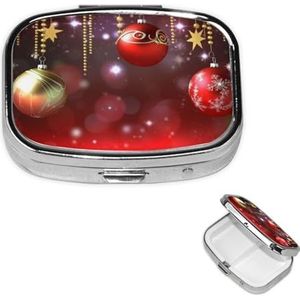 Vierkante pillenetui voor portemonnee of zak 2 compartimenten geneeskunde pillendoos draagbare kleine pillenorganisator vrolijk kerstfeest pillendoos reizen medicijnen vitamine kabeljauw leverolie