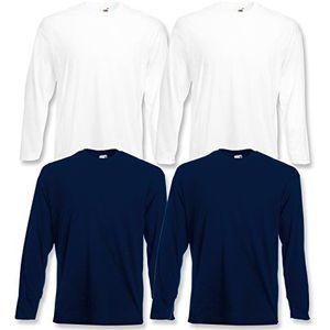 4 Fruit of the Loom T-shirt met lange mouwen M L XL XXL met lange mouwen keuze uit verschillende kleuren