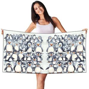 JEJEA Leuke Baby Pinguïns Schets Print Lichtgewicht Strandlaken voor Volwassenen Vrouwen Mannen Zwembad Handdoeken voor Reizen Zwemmen Camping Picknick