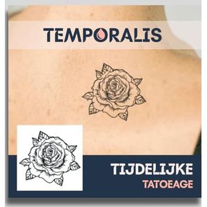 Rozen tattoo – Temporalis® | Tijdelijke tatoeages voor vrouwen & mannen – Nep tattoo vegan & waterbestendig – EU-cosmetica – Blijft 1-2 weken [ Tatoeage Gedetailleerde Roos ]