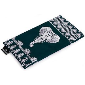 Yoga Studio Biologisch Azteekse olifant oogkussen - 23 cm x 12/13 cm, biologische lavendel geur en lijnzaad voor vermoeide ogen en hoofdpijn (Azteekse olifant groenblauw)