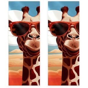 Zweet Handdoeken voor Gym, Yoga Handdoek voor Thuis Gym, Sport Handdoek, Woestijn Giraffe Bril, 2-st