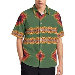 Azteekse tribal art print Hawaiiaans shirt voor mannen zomer strand casual korte mouw button down shirts met zak