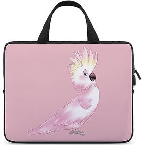 Roze kaketoe papegaai laptoptas duurzame waterdichte notebook draagtas computertas aktetas 12 inch