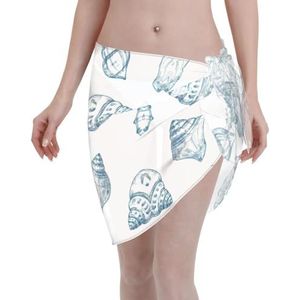 Zeester schelpprint, elegante strandwrap, bikini cover-up, badkleding jurk, voor vrouwen, perfect voor zwembad en resort, zwart, Zwart, one size