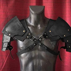 Mens Faux Lederen Body Borst Harnas Riem, Retro Gothic Borst Harnas Lederen Schouder Pantser, Halloween Cosplay Warrior Knight Kostuum