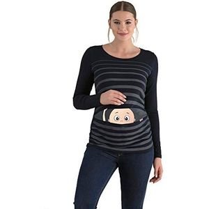 Grappige schattige zwangerschapsmode T-shirt met motief zwangerschapscadeau - lange mouwen, zwart, M