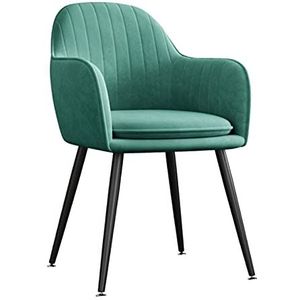 GEIRONV 1 stks Velvet Keukenstoel, 47 × 44 × 83cm for woonkamer slaapkamer appartement make-up stoel zwart metalen benen eetkamerstoel Eetstoelen (Color : Green)