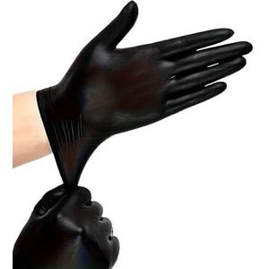 100 stuks zwart-wit en blauwe nitril handschoenen, verdikt, wegwerpbaar, for het schoonmaken, haarverzorging, waterdicht, afwassen, tatoeages(Black-100PCS,XL)