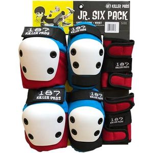 187 Killer Pads Junior Six Pack Set skateboard beschermers red/white/blue