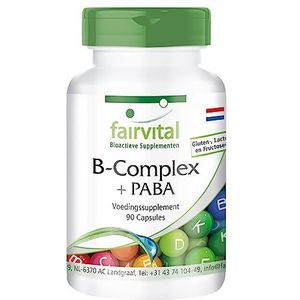 Fairvital | Vitamine B complex 75 met PABA (para-aminobenzoëzuur) - HOOG GEDOSEERD - VEGAN - 90 capsules