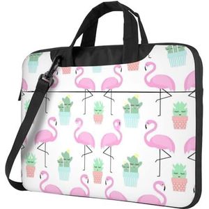 SSIMOO Game Controller Stijlvolle en lichtgewicht laptop messenger tas, handtas, aktetas, perfect voor zakenreizen, Tropische Flamingo Leuke Cactus, 15.6 inch