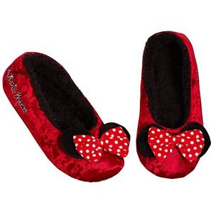 Disney Minnie Mouse Slippers voor Vrouwen Meisjes Tieners Slip On Ballet Pomp Slipper Sokken, Rood, 41 EU