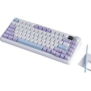 QPSJXN AK820 Max RGB Bluetooth Wireless Mechanical Keyboard 82 Hot Swap PBT Keycaps met Laptop PC met knop (Paars-Screen-Sea)