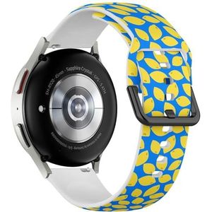 Sportieve zachte band compatibel met Samsung Galaxy Watch 6 / Classic, Galaxy Watch 5 / PRO, Galaxy Watch 4 Classic (geel citroenblauw) siliconen armband accessoire