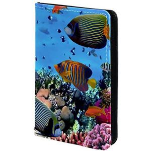 Paspoorthouder, paspoorthoes, paspoortportemonnee, reizen Essentials onderwater zeeschildpad koraal vissen, Meerkleurig, 11.5x16.5cm/4.5x6.5 in