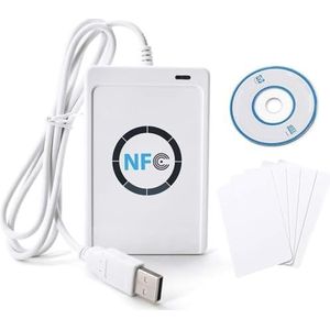 Jadeshay RFID-lezer, NFC-lezer/schrijver ACR122U ISO 14443A/B RFID-kaartlezer + gratis software in het wit, contactloze smartcardlezer met USB-kabel